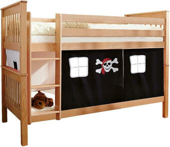 Möbelix Etagenbett Sammy Buche Massiv 90 cm mit Leiter + Vorhang Angebot
