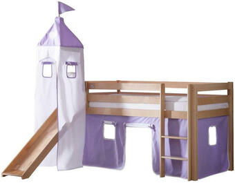 Möbelix Spielbett Alex Weiß/Flieder Buche Massiv 90 cm Turm Leiter Angebot
