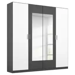 Möbelix Drehtürenschrank mit Spiegel 181cm Borneo, Grau/Weiß Angebot