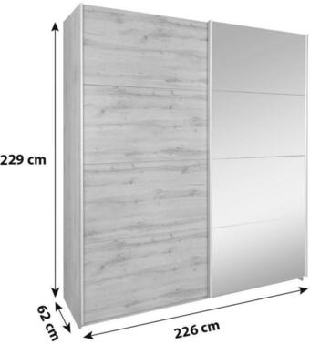 Möbelix Schwebetürenschrank mit Spiegel 226cm Feldkirch, Eiche Dekor Angebot