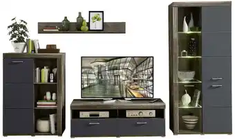 Möbelix Wohnwand Modern 4 Tlg. mit Led Crown, Graphitifarben Angebot