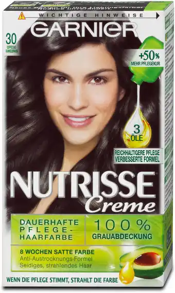dm Garnier Nutrisse Creme dauerhafte Pflege-Haarfarbe - Nr. 30 Espresso Dunkelbraun Angebot