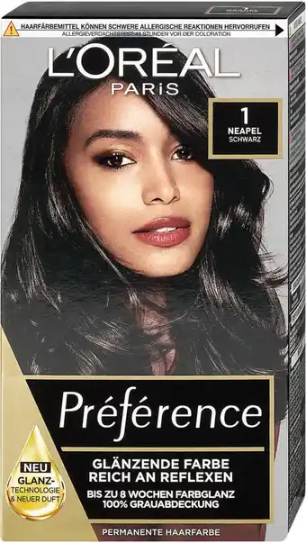 dm L'Oréal Préférence Permanente Haarfarbe - Nr. 1 Neapel/Schwarz Angebot