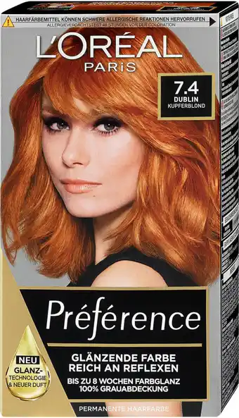 dm L'Oréal Préférence Permanente Haarfarbe - Nr. 7.4 Dublin Kupferblond Angebot