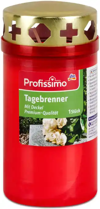 dm Profissimo Tagebrenner Grablicht mit Deckel rot Angebot