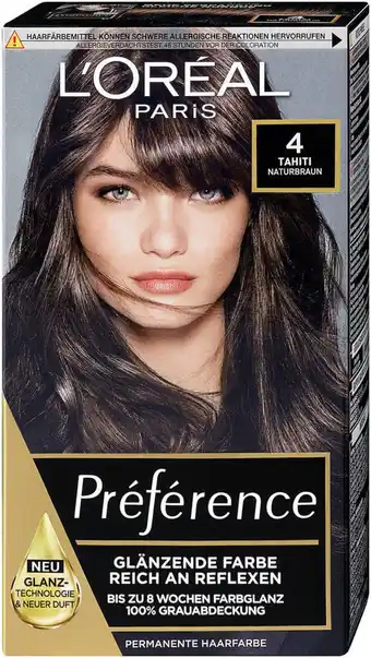 dm L'Oréal Préférence Permanente Haarfarbe - Nr. 4 Tahiti Naturbraun Angebot