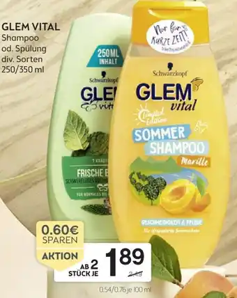 Bipa Glem Vital Shampoo 250/350 ml Angebot