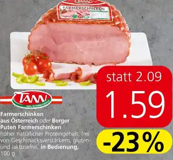 Spar Farmerschinken oder Berger Puten Farmerschinken 100 g Angebot