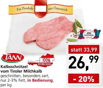 Spar Kalbsschnitzel vom Tiroler Milchkalb per kg Angebot