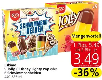 Spar Eskimo 9 Jolly, 8 Disney Lighty Pop oder 6 Schwimmbadhelden 440-585 ml Angebot
