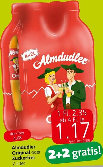 Spar Almdudler Original oder Zuckerfrei 2 liter Angebot
