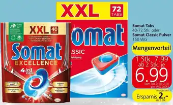 Spar Somat Tabs 40-72 Stk. oder Somat Classic Pulver 150 WC Angebot