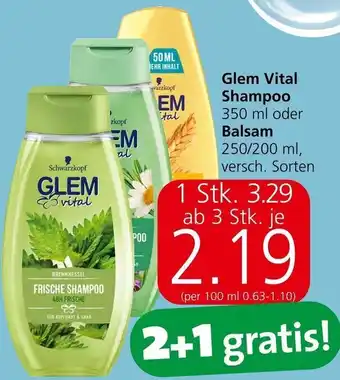 Spar Glem Vital Shampoo 350 ml oder Balsam 250/200 ml Angebot