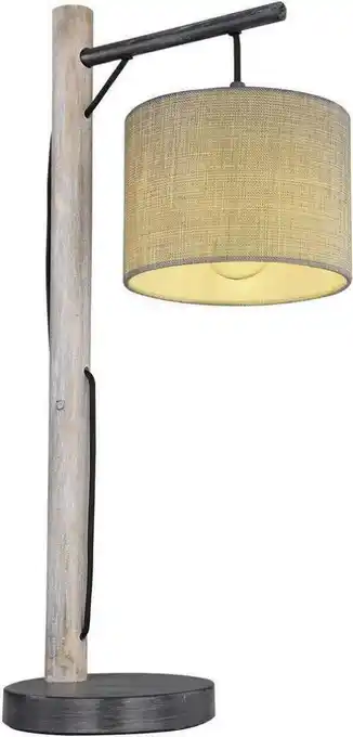 Möbelix Tischlampe Roger Grau, Holz mit Textil-Lampenschirm Angebot