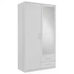 Möbelix Drehtürenschrank mit Spiegel 90cm Osaka, Weiß Dekor Angebot