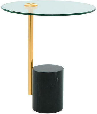 Möbelix Beistelltisch mit Glasplatte Rund Rosario, Gold/Schwarz Angebot