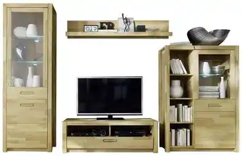 Möbelix Wohnwand Buche Massiv 4 Tlg. mit Led Fenja Angebot