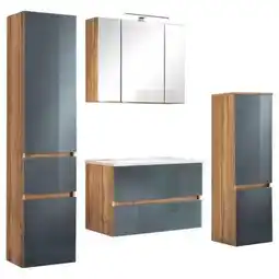 Möbelix Badmöbel-Set 6-Teilig inkl. Led Helsinki, Grau/Eiche Angebot