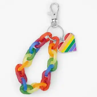 Claire's Rainbow heart chunky chain keyring Angebot