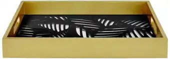 Möbelix Serviertablett aus Holz/Glas Siliva 32x22 cm, Schwarz/Gold Angebot