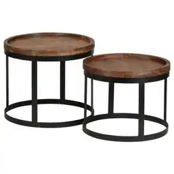 Möbelix Beistelltisch mit Holzplatte 2er-Set Akola Sheesham/Schwarz Angebot
