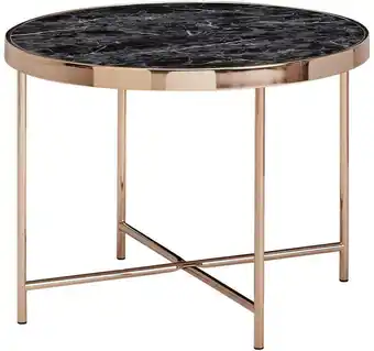 Möbelix Beistelltisch mit Glasplatte Marmor-Optik, Schwarz/Kupfer Angebot