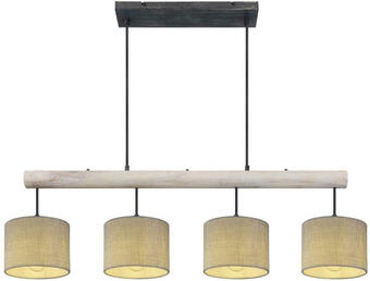 Möbelix Hängeleuchte Roger H: 120 cm 4-Flammig, Holz/Textil Angebot