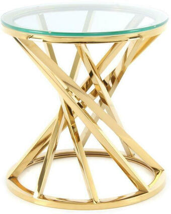 Möbelix Beistelltisch mit Glasplatte Rund Wesley, Klar/Gold Angebot