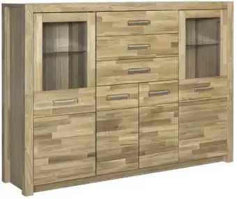 Möbelix Highboard Echtholz mit Glas + Led B 163cm Fenja, Eiche Angebot