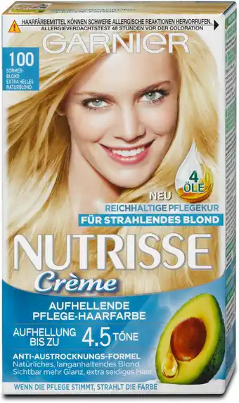 dm Garnier Nutrisse Creme aufhellende Pflege-Haarfarbe - Nr. 100 Sommerblond Angebot