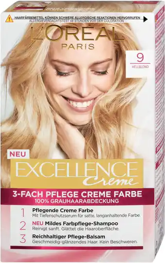 dm L'Oréal Paris Excellence Creme 3-Fach Pflege Creme Farbe - Nr. 9 Hellblond Angebot