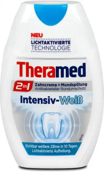 dm Theramed 2in1 Zahncreme + Mundspülung Intensiv-Weiß Angebot