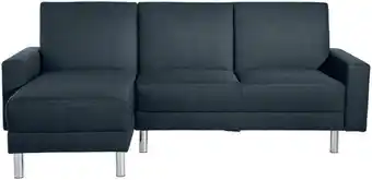 XXXLutz Schlafsofa mit Hocker in Flachgewebe Blau Angebot