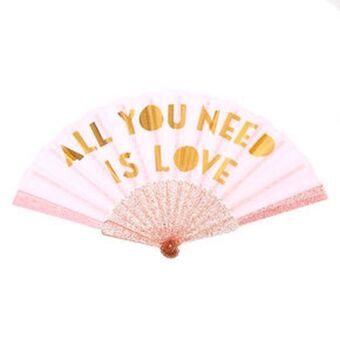 Claire's All you need is love folding fan - pink Angebot