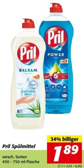 Nah&Frisch Pril Spülmittel 450-750 ml Angebot
