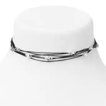 Claire's Multi strand star bead choker necklace - black Angebot