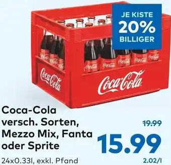 T&G Coca-Cola Versch. Sorten, Mezzo Mix, Fanta Oder Sprite 24x0.33L Angebot