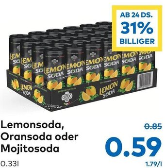 T&G Lemonsoda, Oransoda oder Mojitosoda 0.33L Angebot