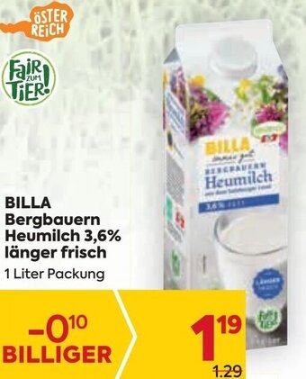Billa Bergbauern Heumilch Angebot