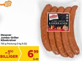 Billa Jumbo-Griller Käsekrainer Angebot