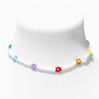 Claire's Rainbow beaded daisy choker necklace Angebot