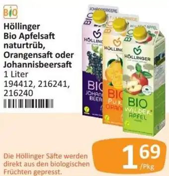 Kastner Höllinger Bio Apfelsaft Naturbtrüb, Orangesaft oder Johannisbeersaft 1 Liter Angebot