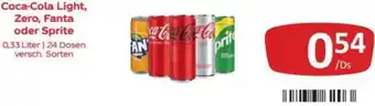 Kastner Coca-Cola Light, Zero, Fanta oder Sprite 0,33 Liter Angebot