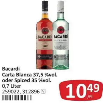 Kastner Bacardi Carta Blanca 37,5%vol. oder Spiced 35%vol. 0,7 Liter Angebot