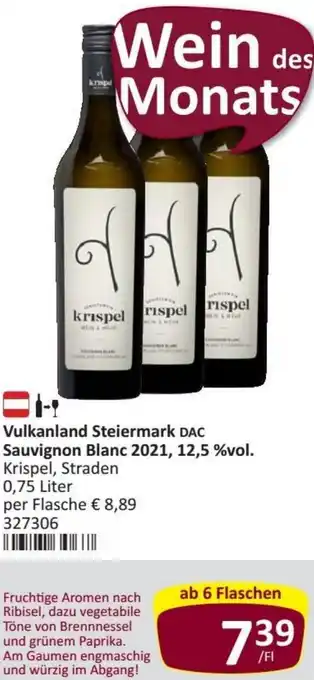 Kastner Vulkanland Steiermark DAC Sauvignon Blanc 2021, 12.5%vol. 0,75 Liter Angebot