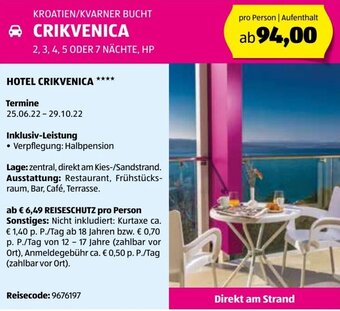 Hofer Reisen Crikvenica Kvarner Bucht Kroatien Angebot