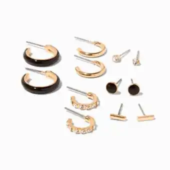 Claire's Gold & black hoop & stud earrings (6 pack) Angebot