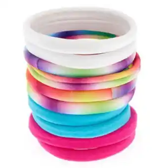 Claire's Rainbow tie dye rolled hair bobbles - 10 pack Angebot