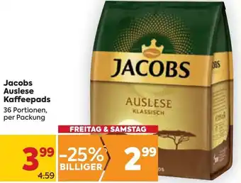 Billa Jacobs Auslese Kaffeepads Angebot