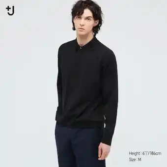 UNIQLO Men +j extra fine merino blend knit long sleeved polo shirt Angebot